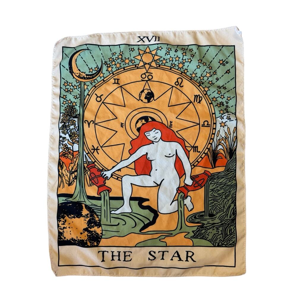 The Star Tarot Small Silky Scarf Tapestry Dream Future Woman Card Horoscope